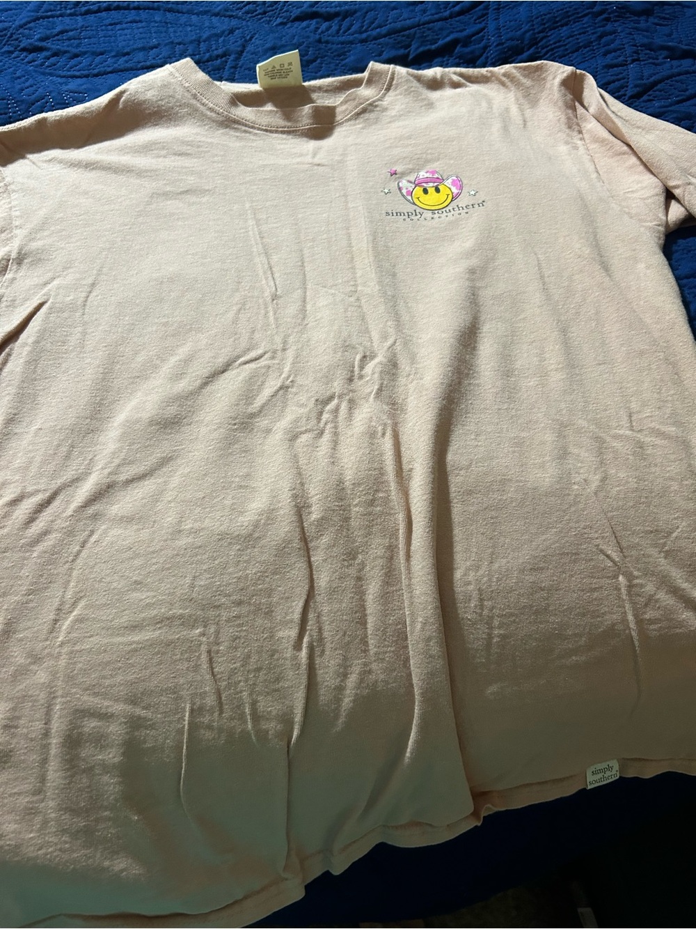 Simply Southern Light Pink Smiley Face Short Sleeve Tee